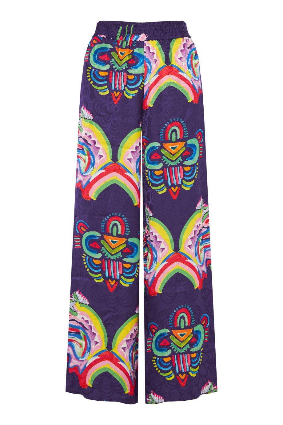 Fantasia Melina printed and embossed satin pants