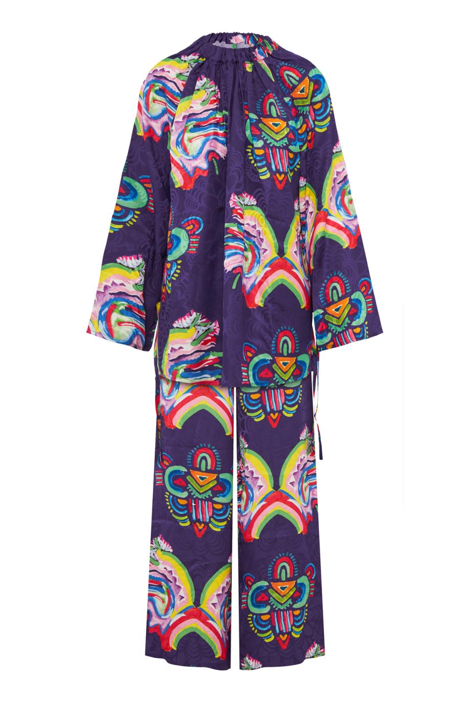 Fantasia Olivia printed and embossed satin blouse