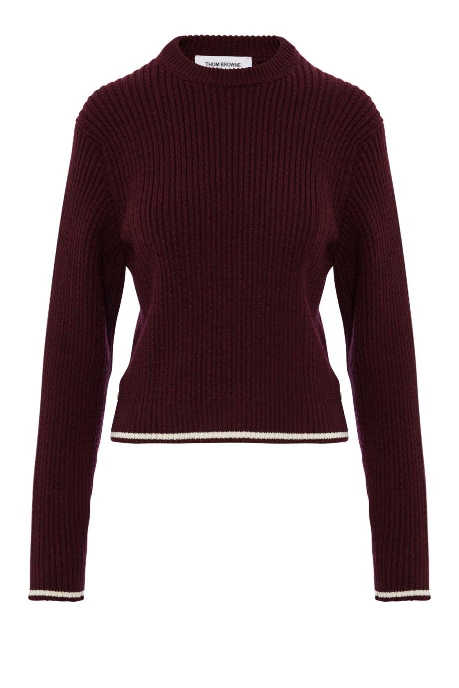 Cropped cable-knit wool sweater