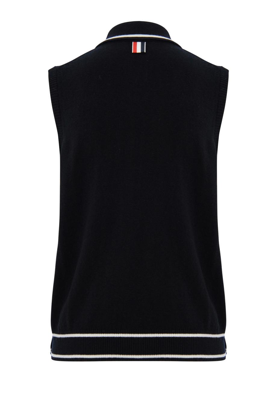 Merino Wool Pointelle Jersey Hector & Rose Sleeveless Polo