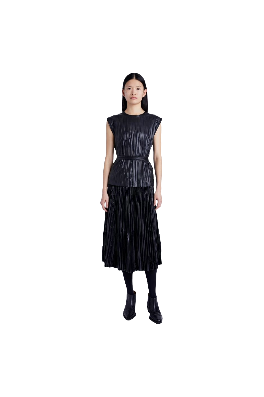 Whiete label - Rosalyn pleated faux-leather midi skirt