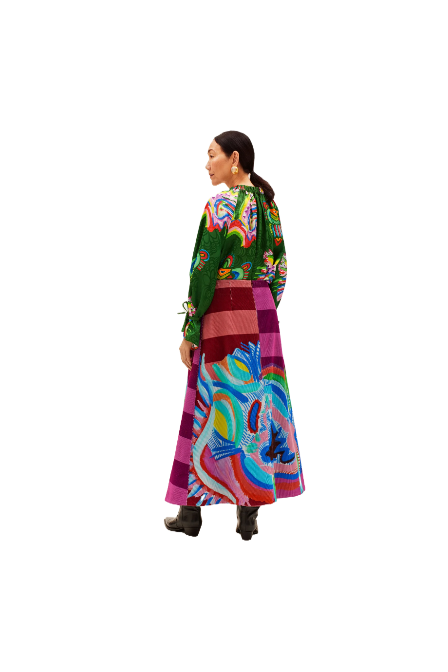 Fantasia Betty embroidered cotton midi skirt 