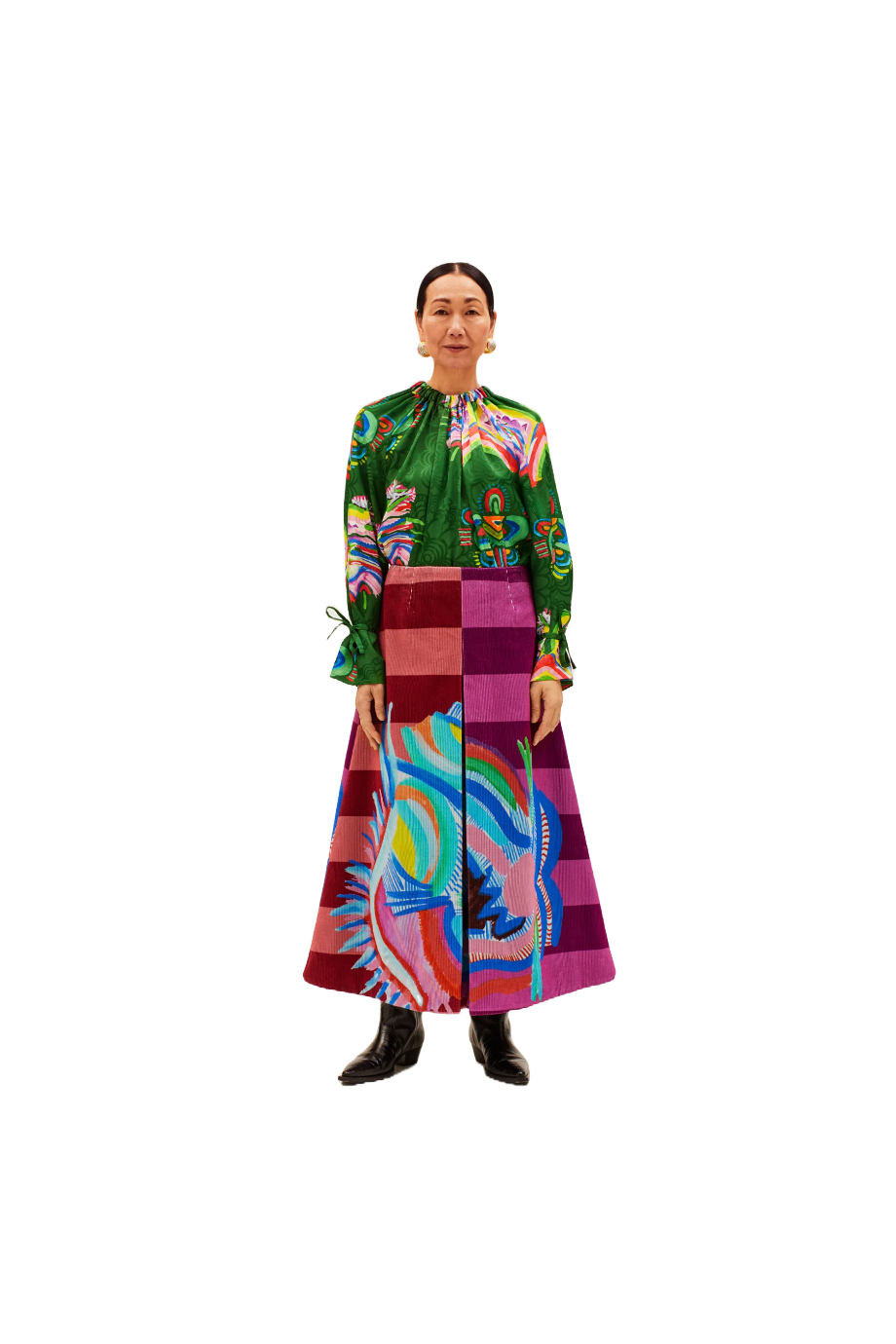 Fantasia Betty embroidered cotton midi skirt 