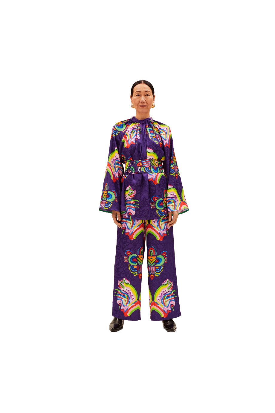 Fantasia Olivia printed and embossed satin blouse