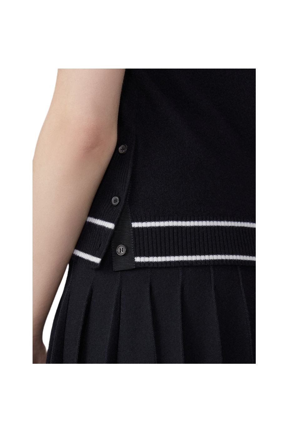 Merino Wool Pointelle Jersey Hector & Rose Sleeveless Polo