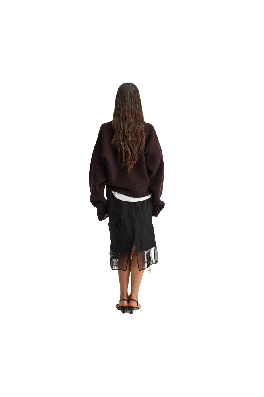 Embellished organza midi skirt