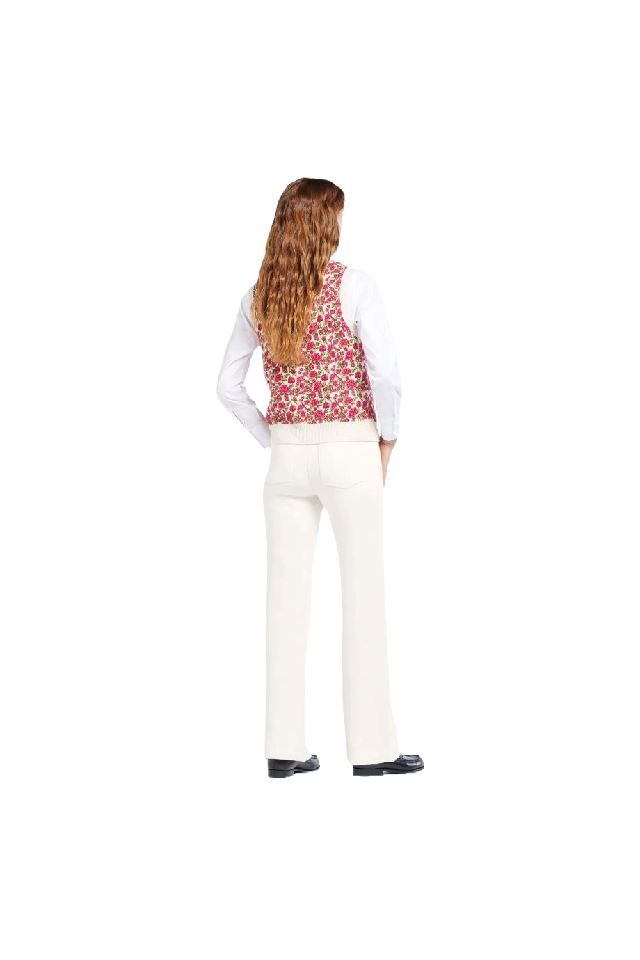 Intarsia cashmere and wool sleeveless cardigan 