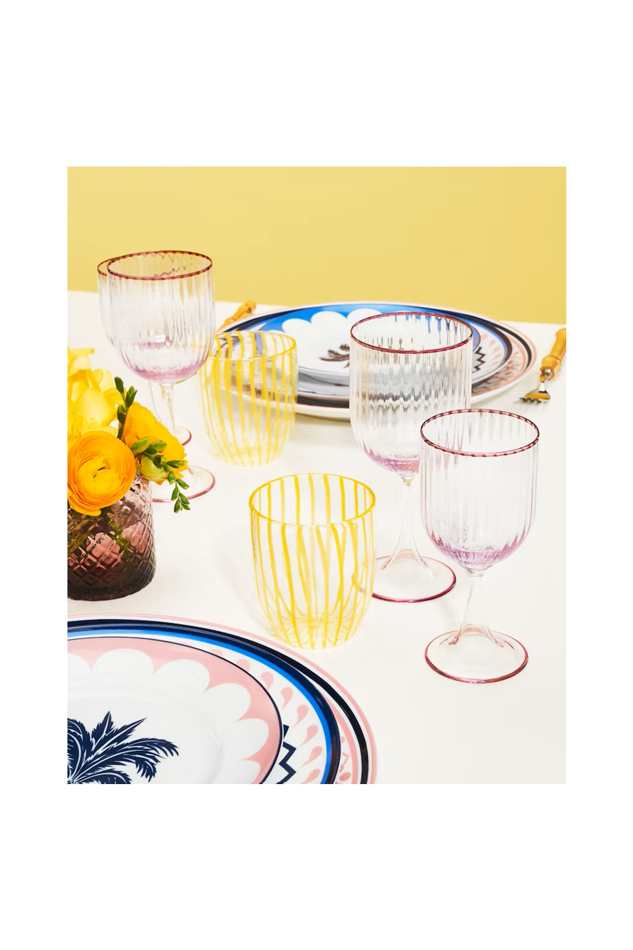 Striped White Wine Glass