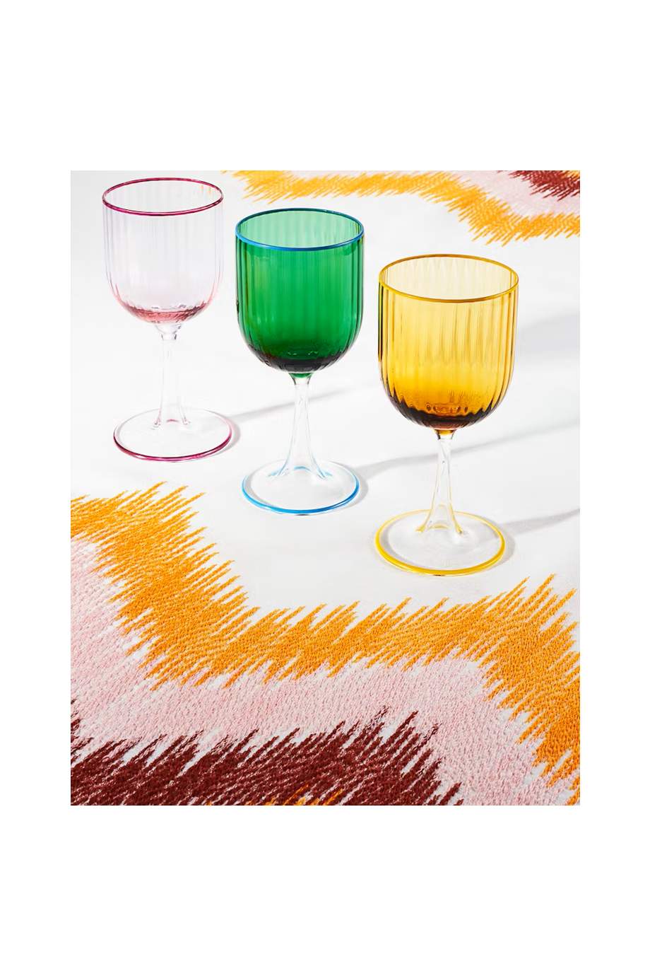 Striped White Wine Glass
