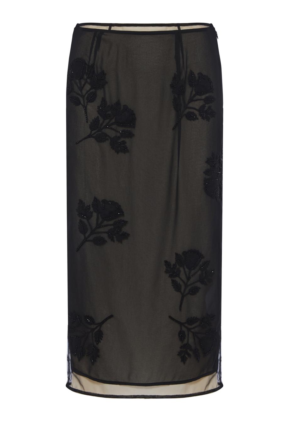 Embroidered midi skirt