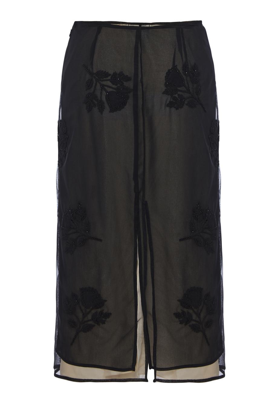 Embroidered midi skirt