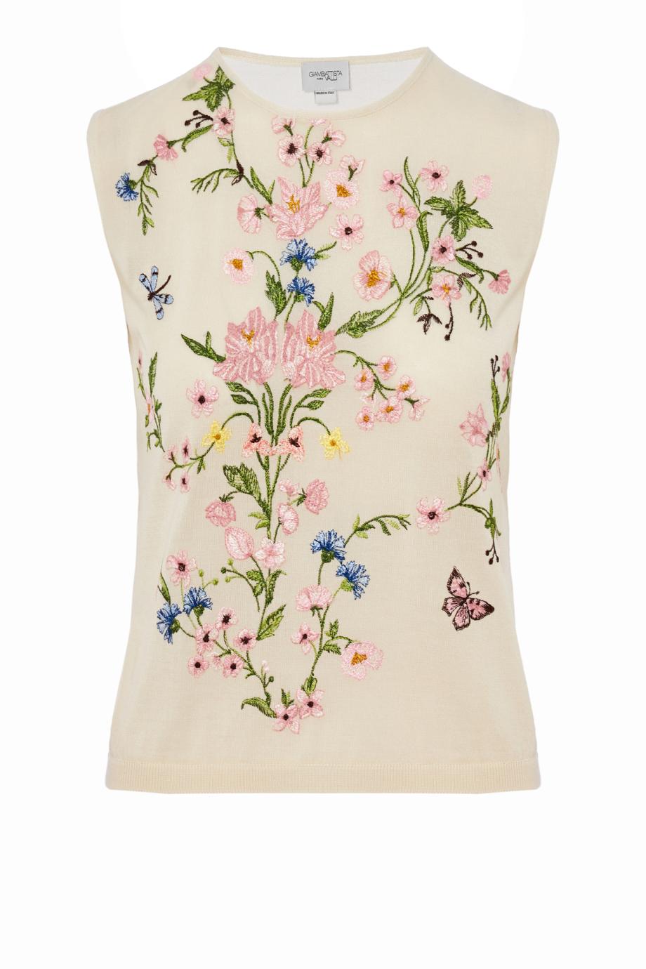 Embroidered cashmere and silk sweater
