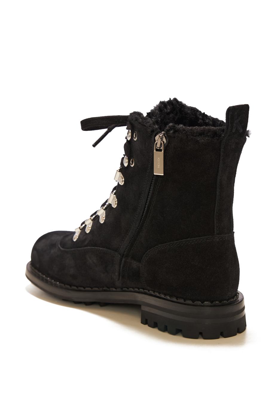Suede and shearling ankle boots