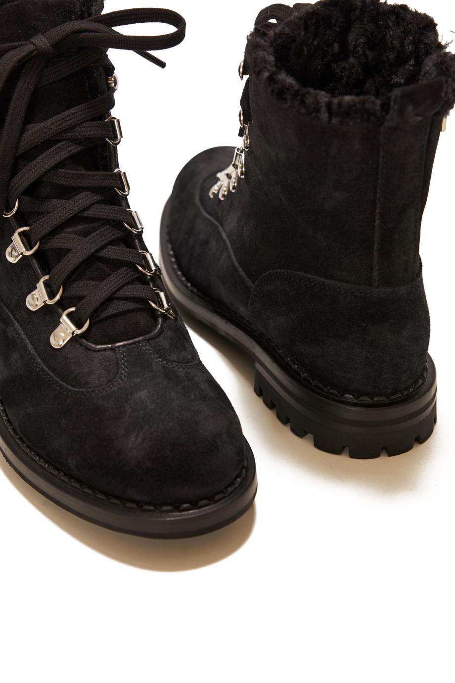Suede and shearling ankle boots