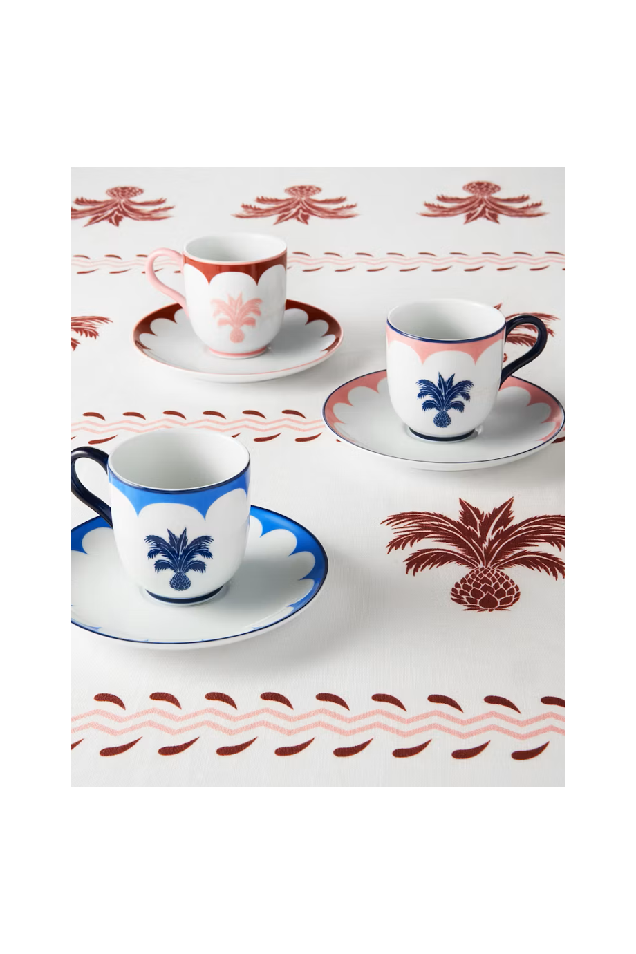 Jaipur printed porcelain coffee cup and saucer x 2