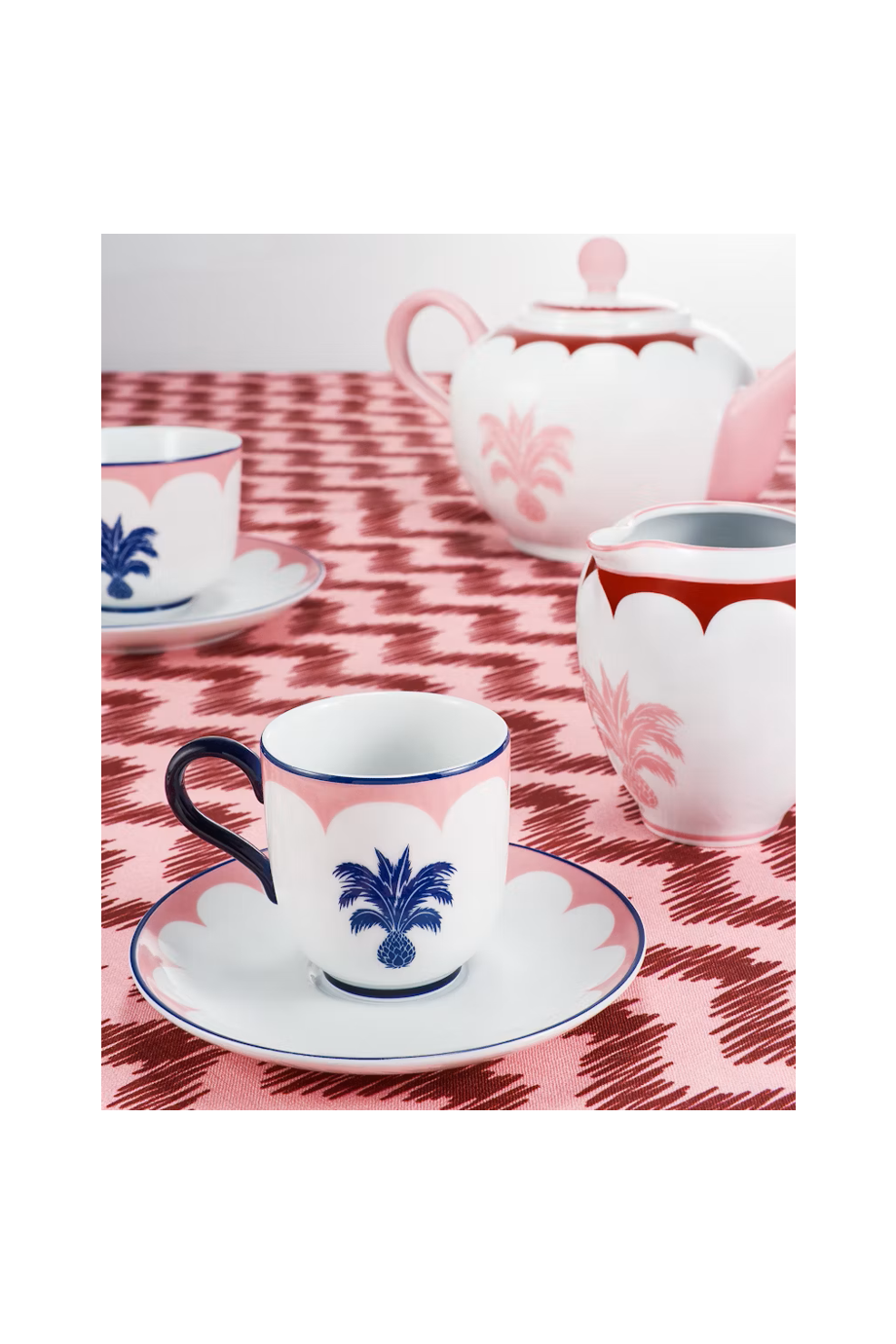 Jaipur printed porcelain coffee cup and saucer x 2