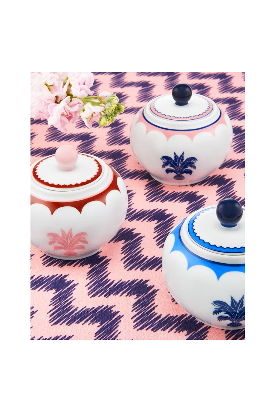 Jaipur printed porcelain sugar bowl