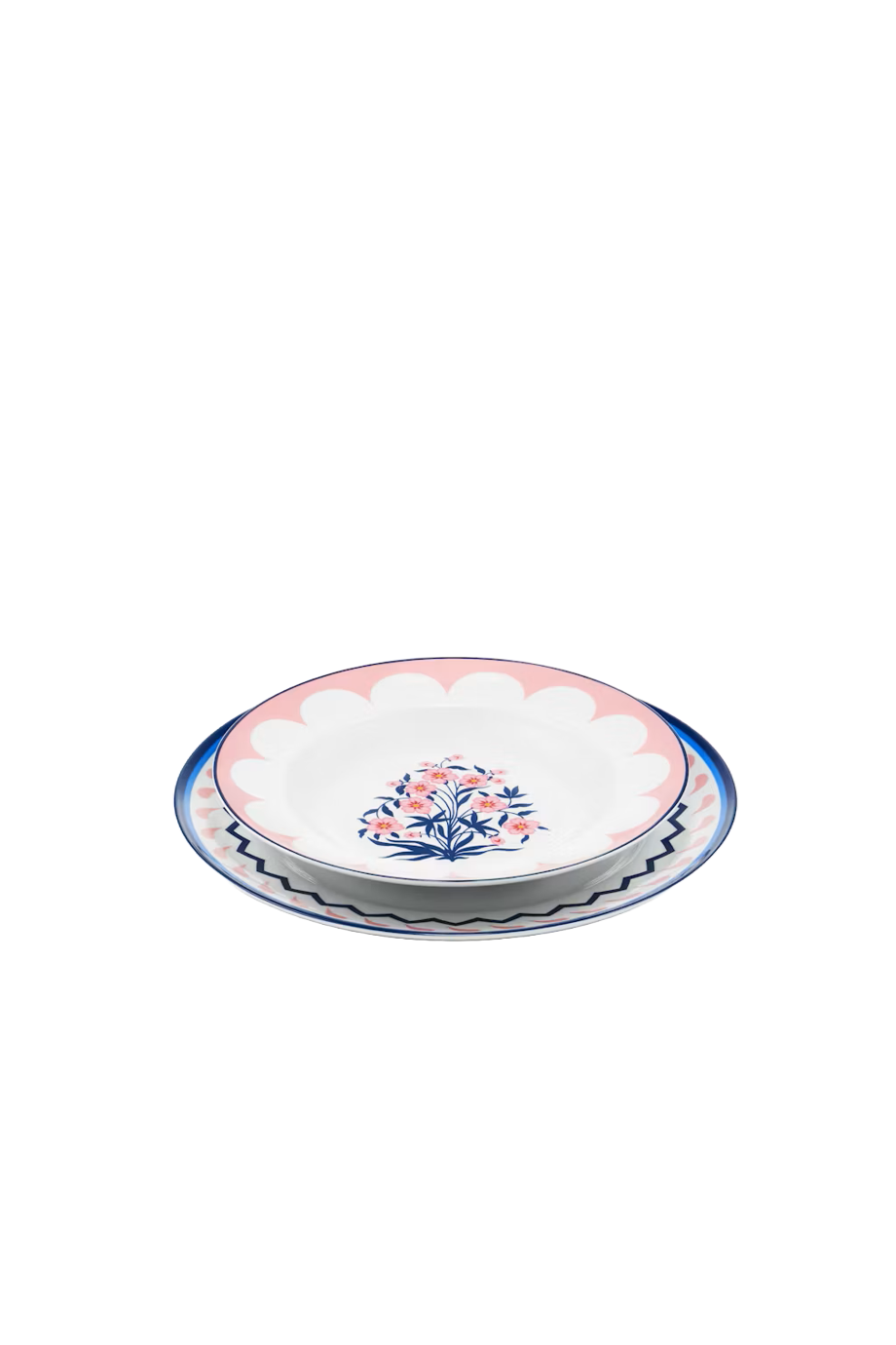 Jaipur printed porcelain soup plate 2pc 23cm