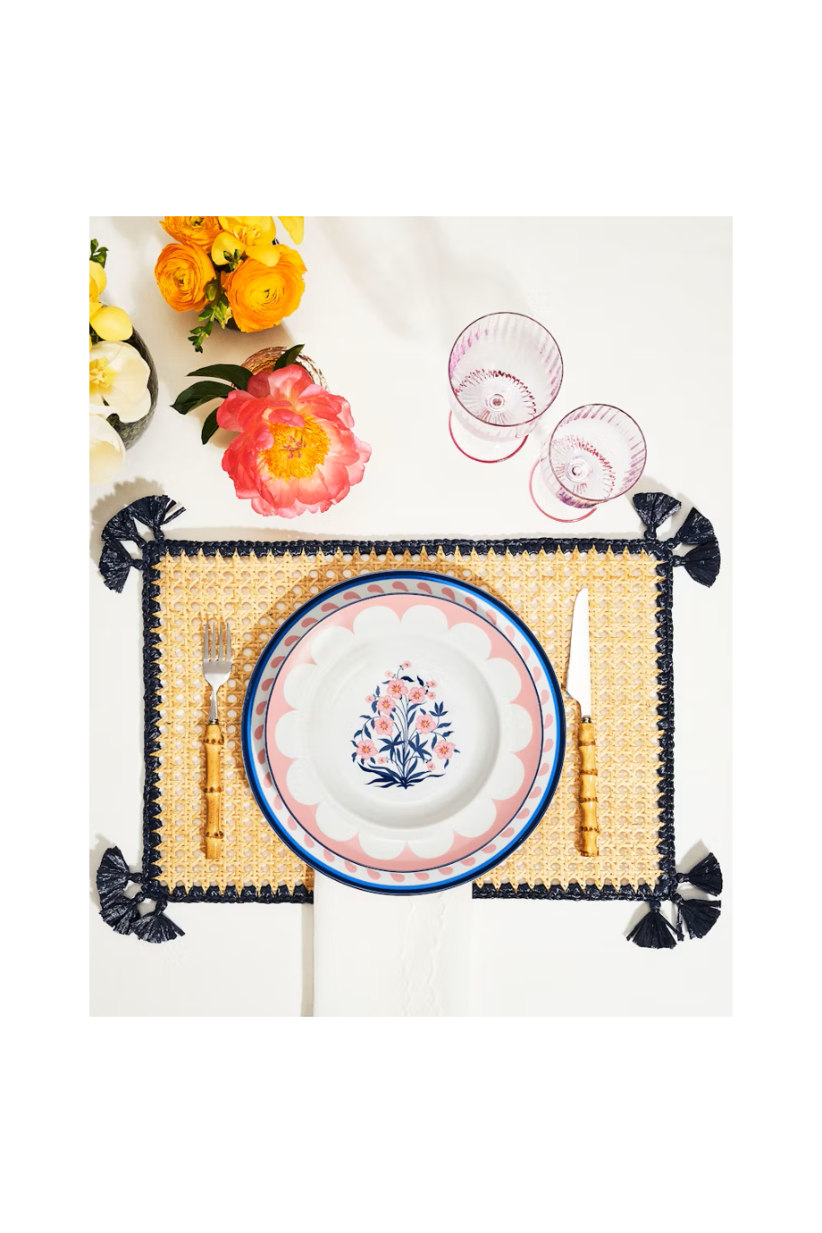 Jaipur printed porcelain soup plate 2pc 23cm
