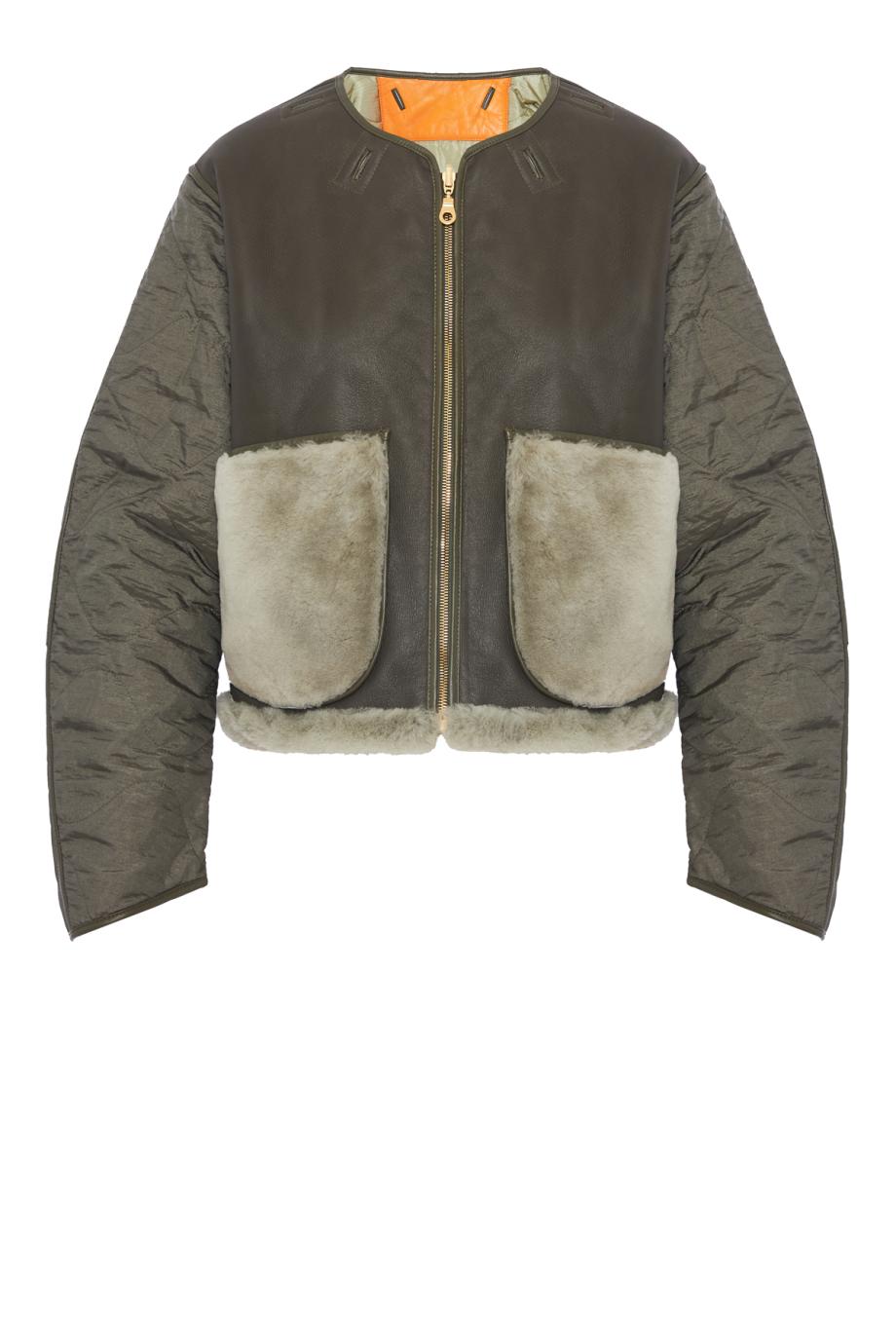 Shearling Cropped Aviator Quilt Jacket reversible