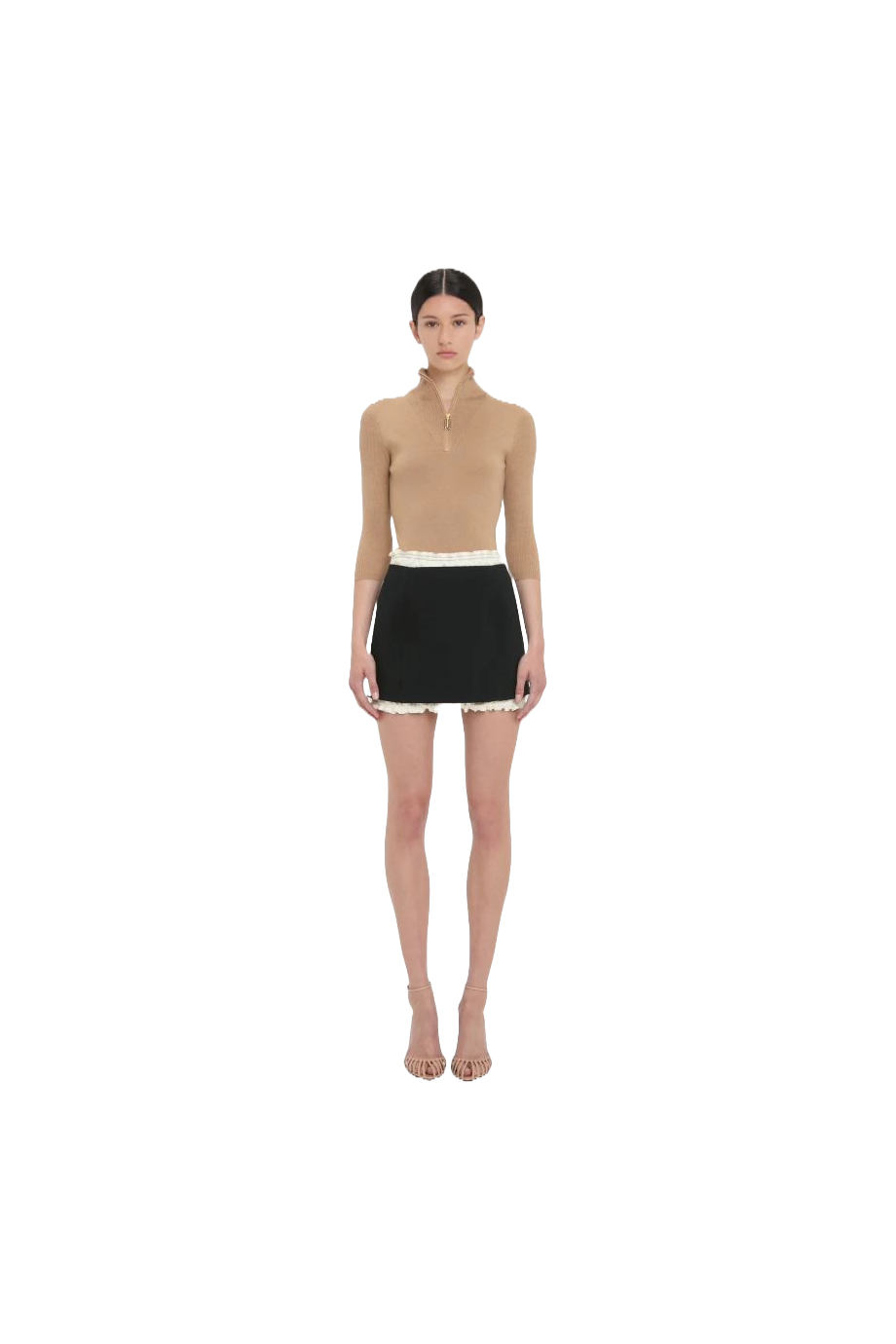 Ruched crepe mini skirt