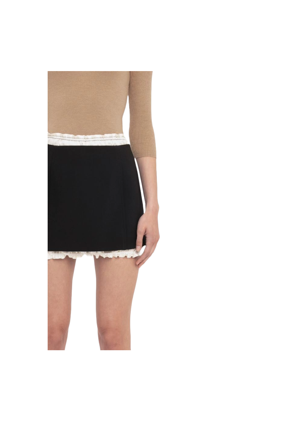 Ruched crepe mini skirt