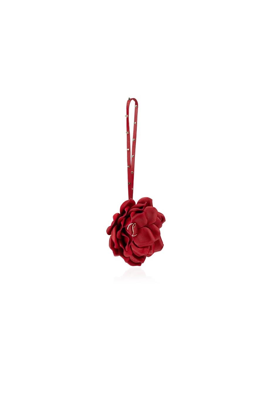 Rose appliquéd leather bag charm