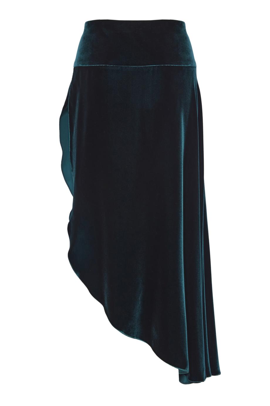 Asymmetric velvet mini skirt