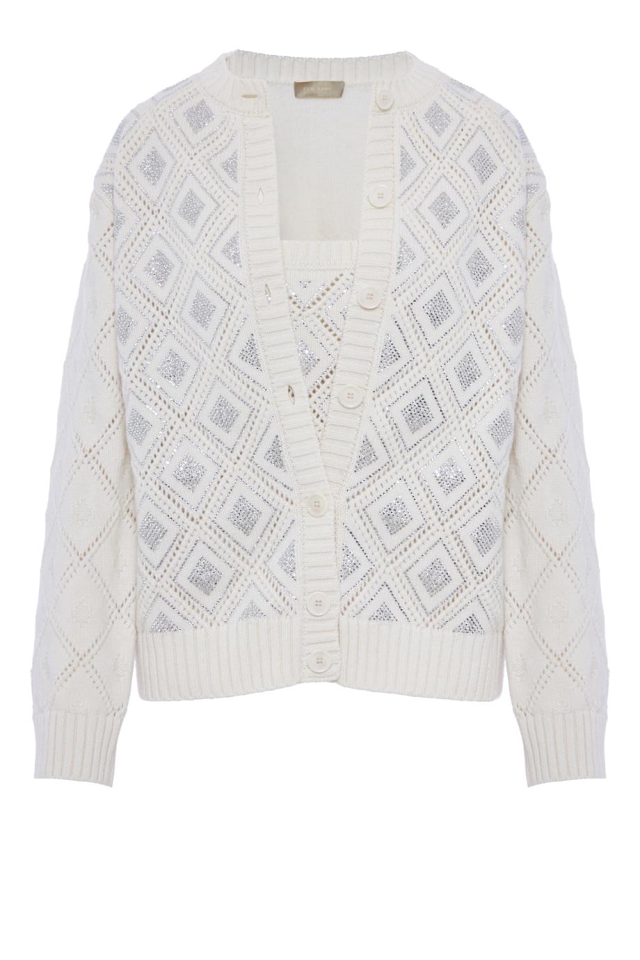 Embellished wool and cashmere twinset