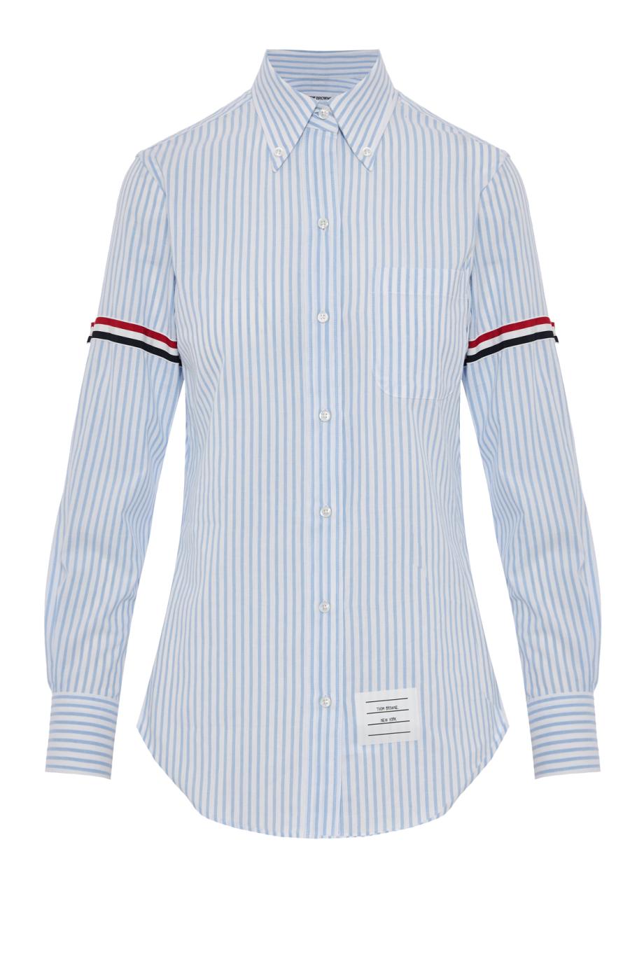 Arm-band striped cotton shirt