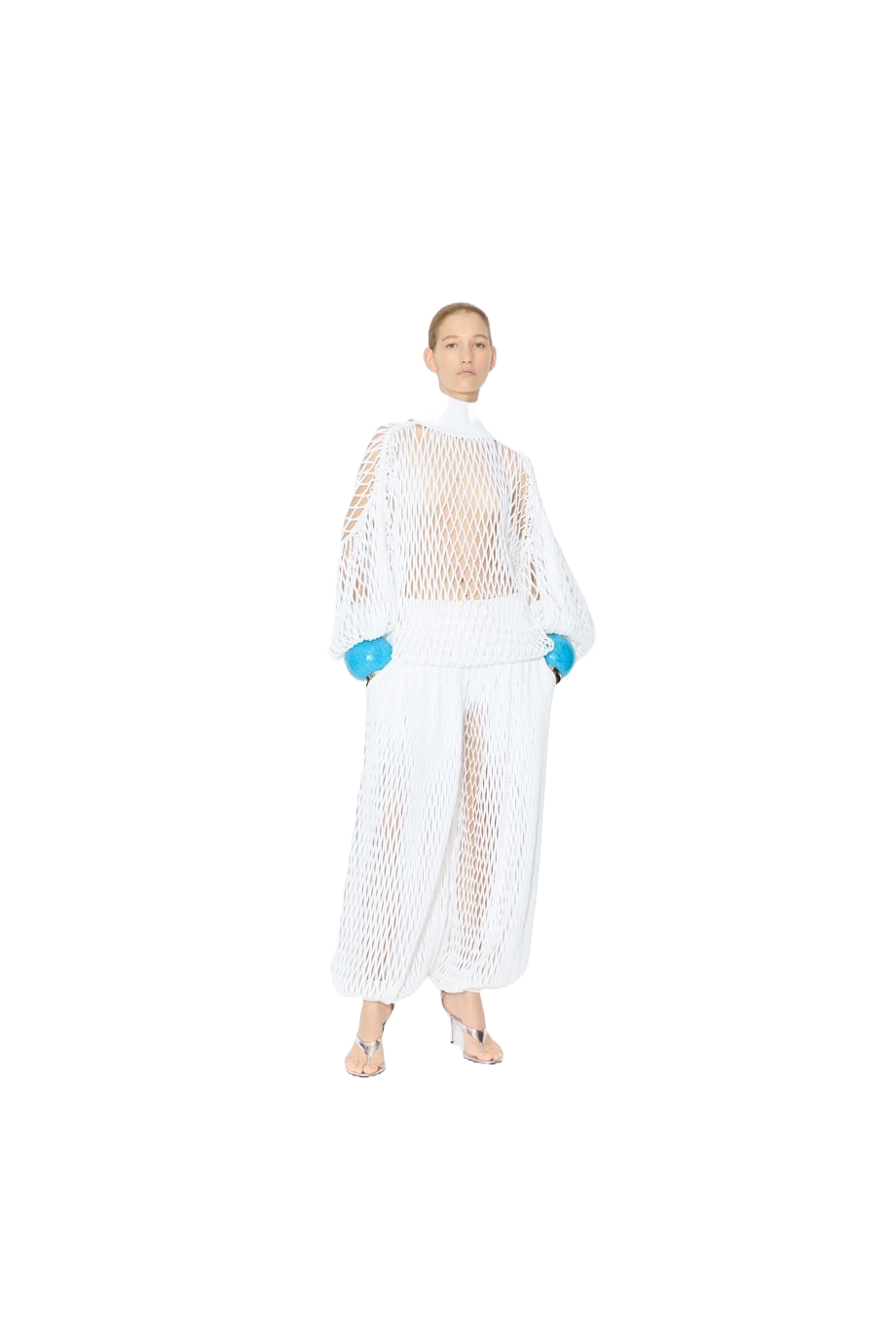 Fishnet knitted joggers
