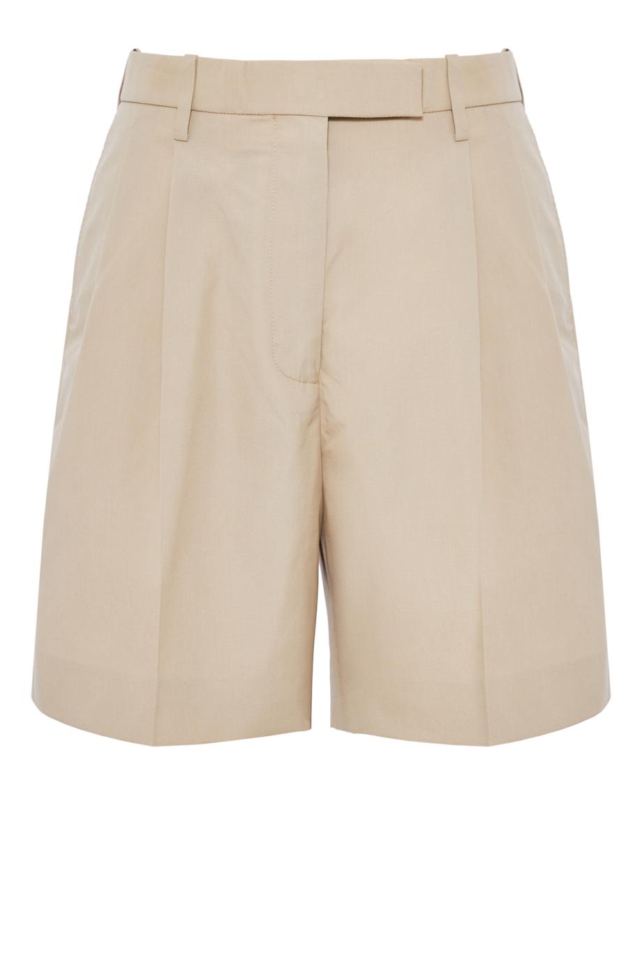 Pleated cotton shorts