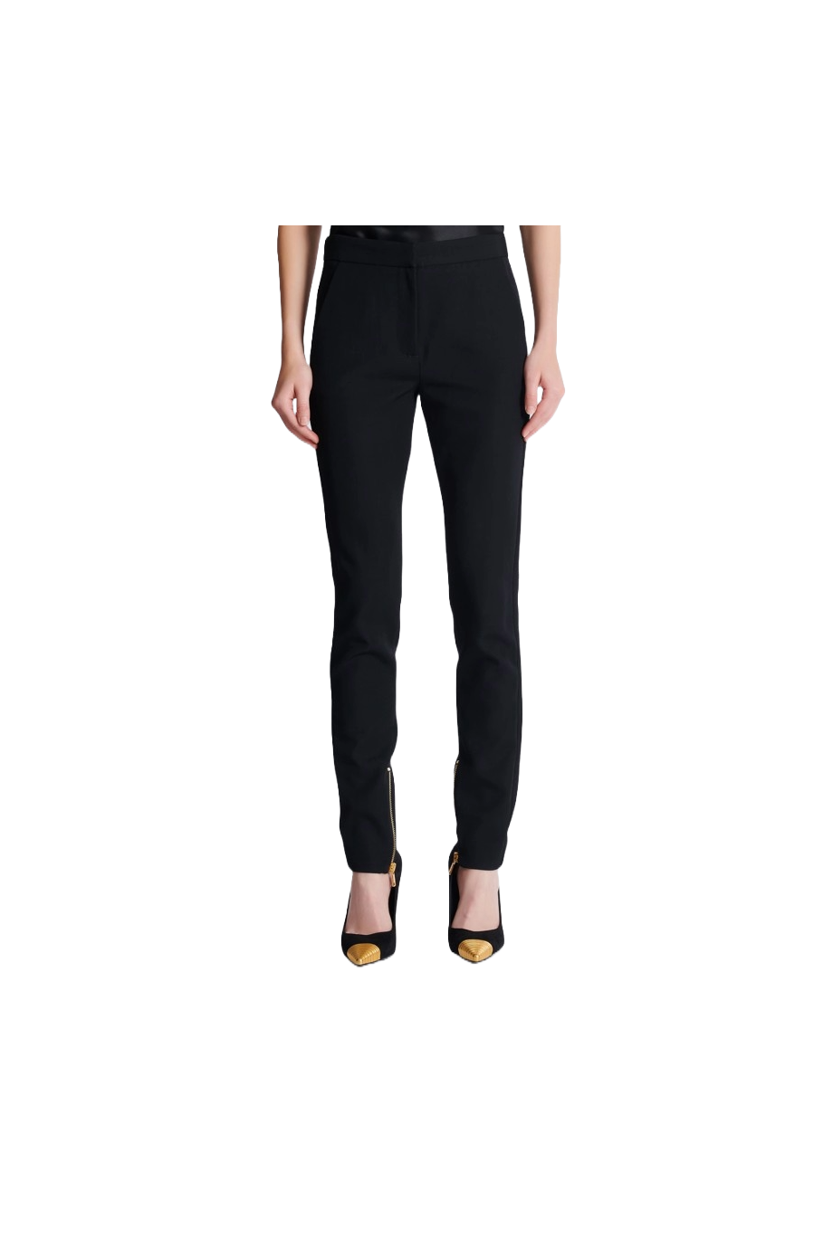 Wool-gabardine zipped pants