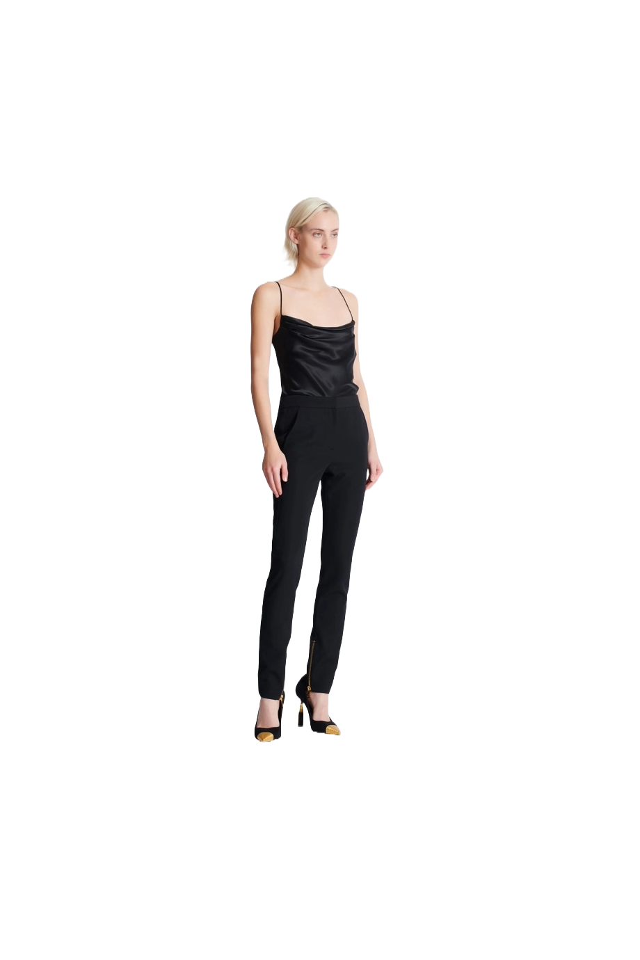 Wool-gabardine zipped pants