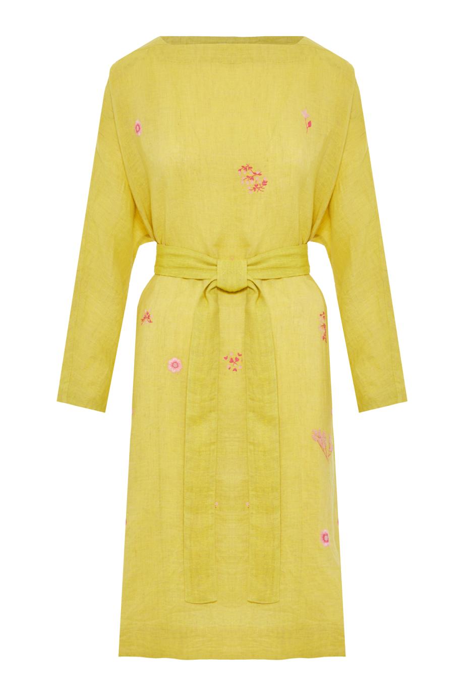 Purana embroidered handloom linen midi dress
