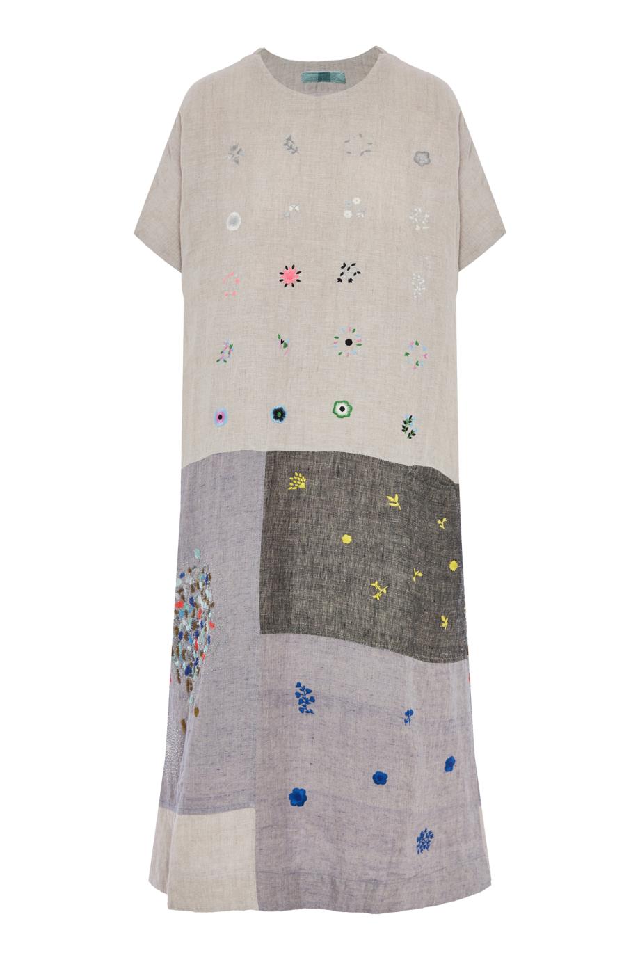 Repair embellished handloom linen midi dress 