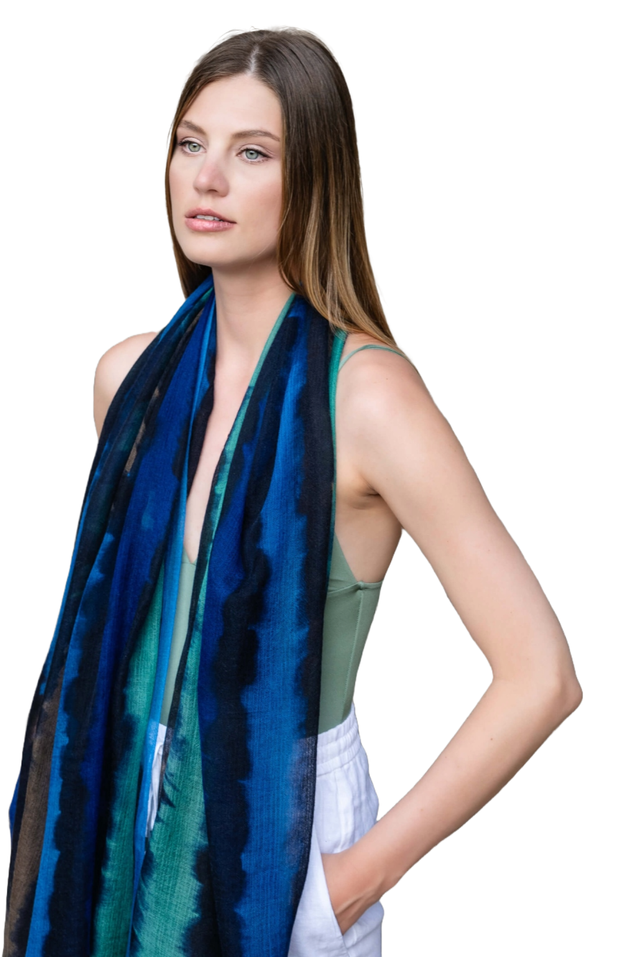 Pineta hand-painted cashmere shawl