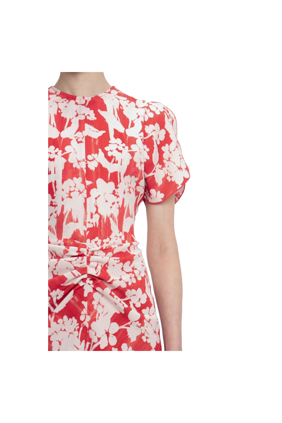 Ruched printed mini dress
