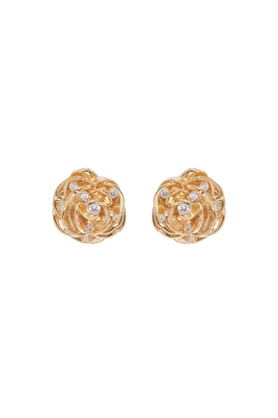 Crystal embellished gold-tone earrings