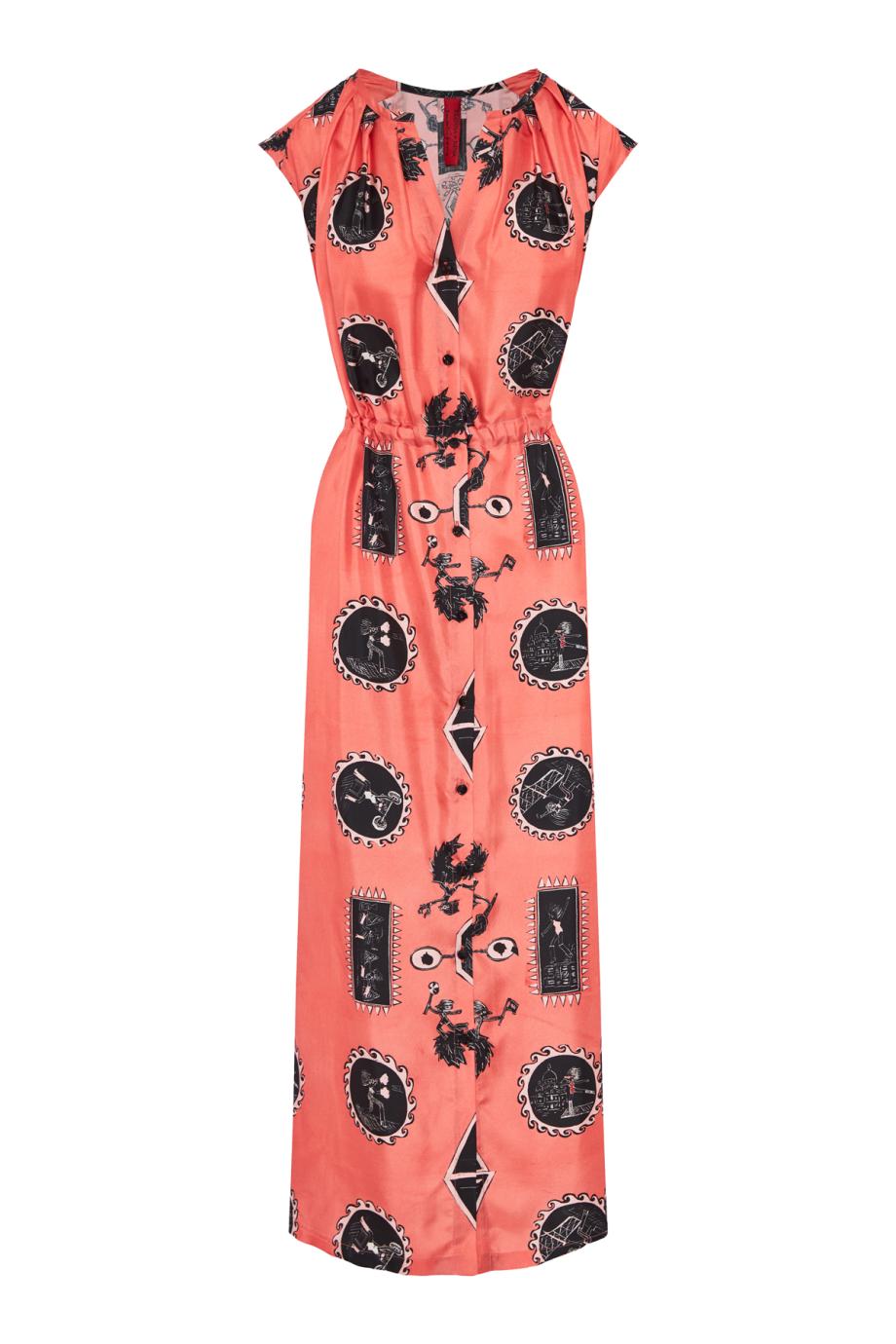 Iris printed silk maxi dress