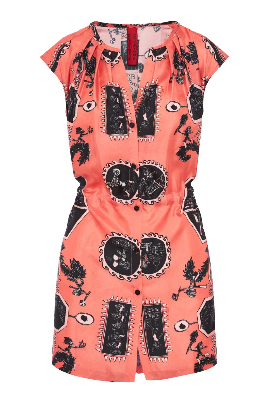 Iris printed silk mini dress
