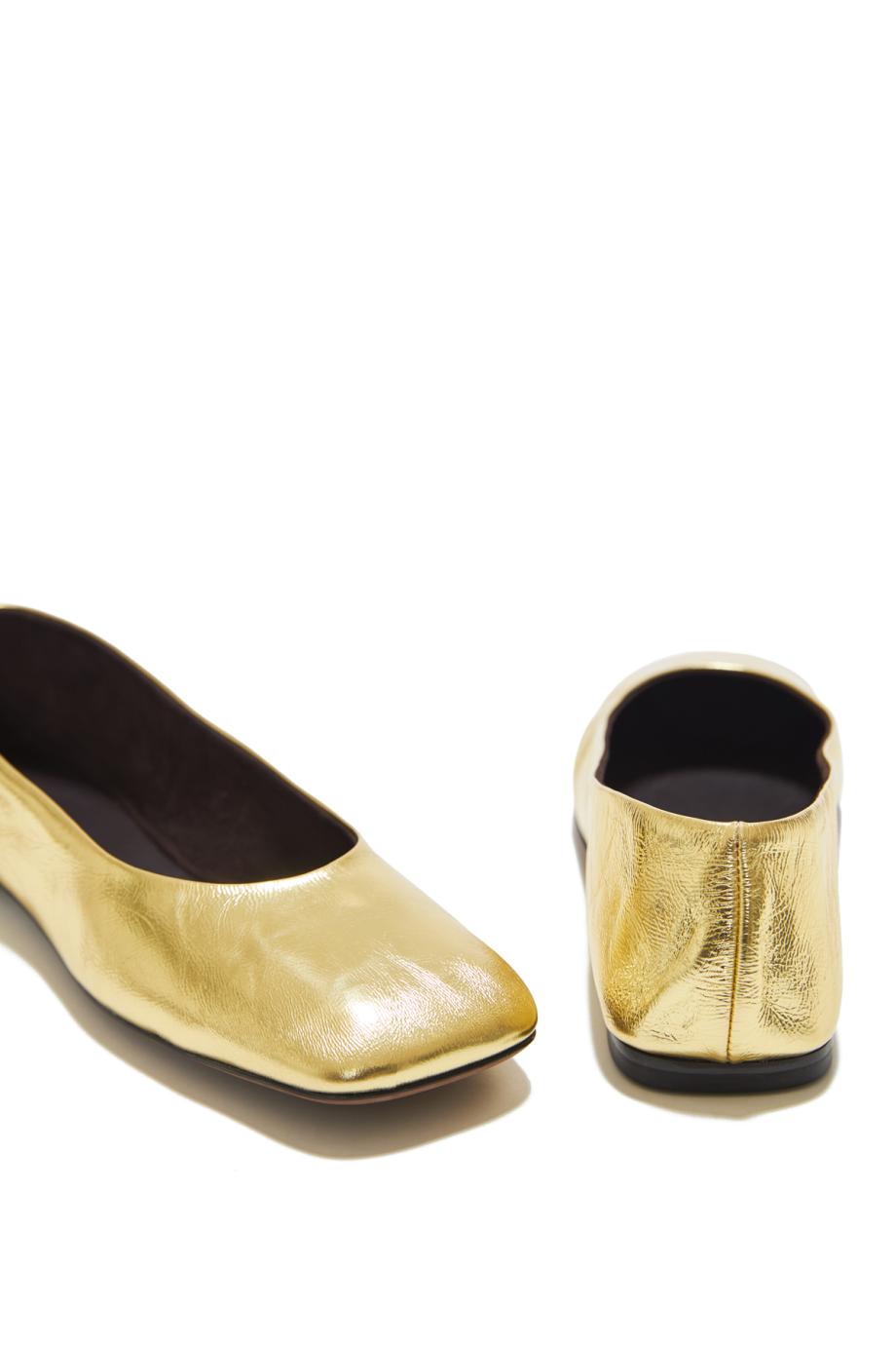 Metallic leather ballet flats 