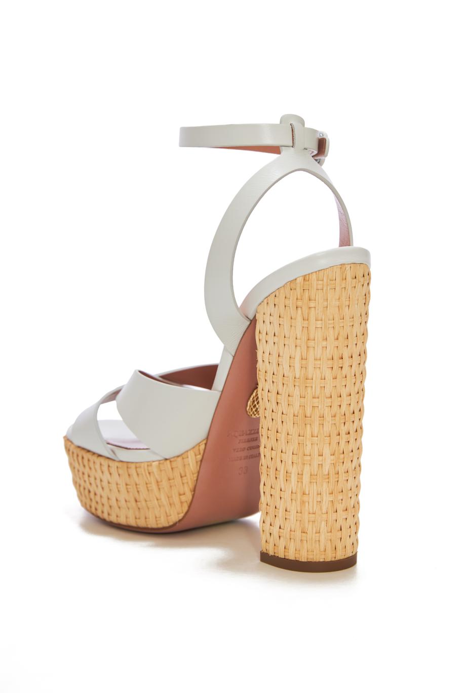 Sunseeker 140 leather and raffia platform sandals