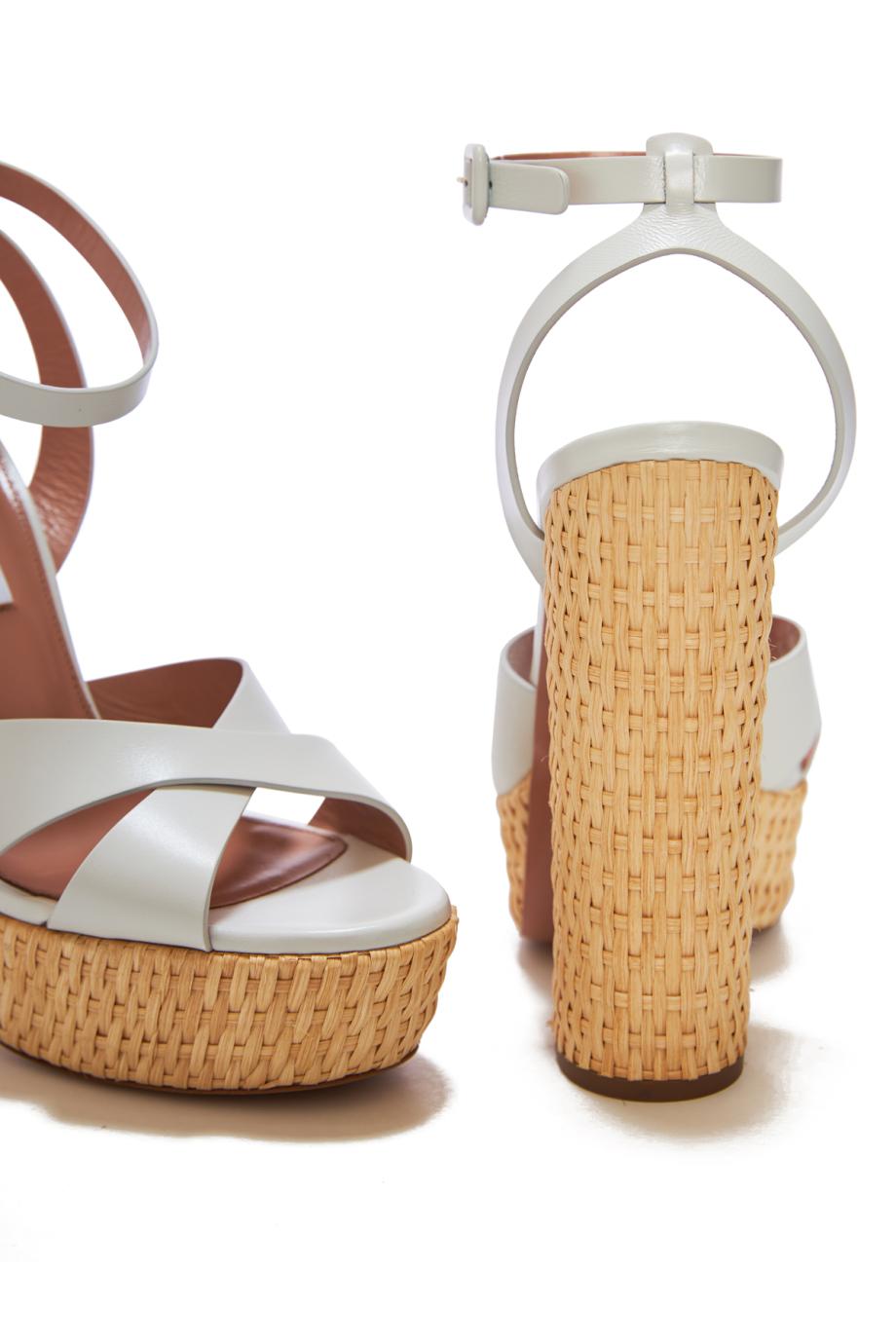 Sunseeker 140 leather and raffia platform sandals