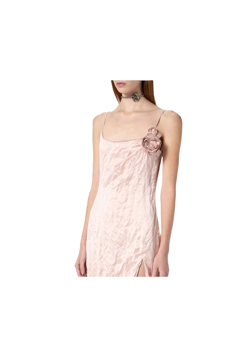 Crinkled satin midi dress