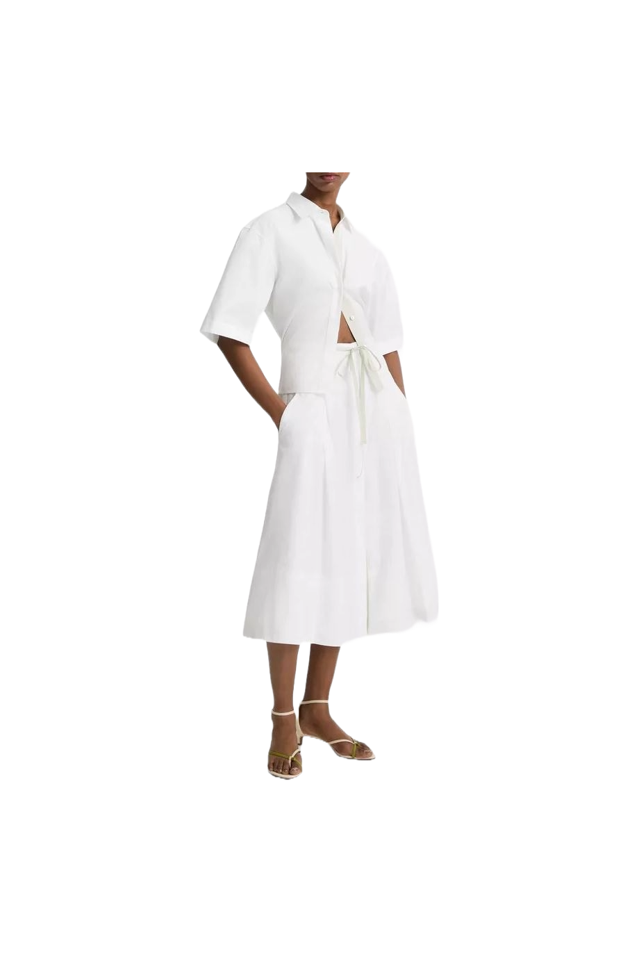 Canvas-trimmed cotton midi skrt
