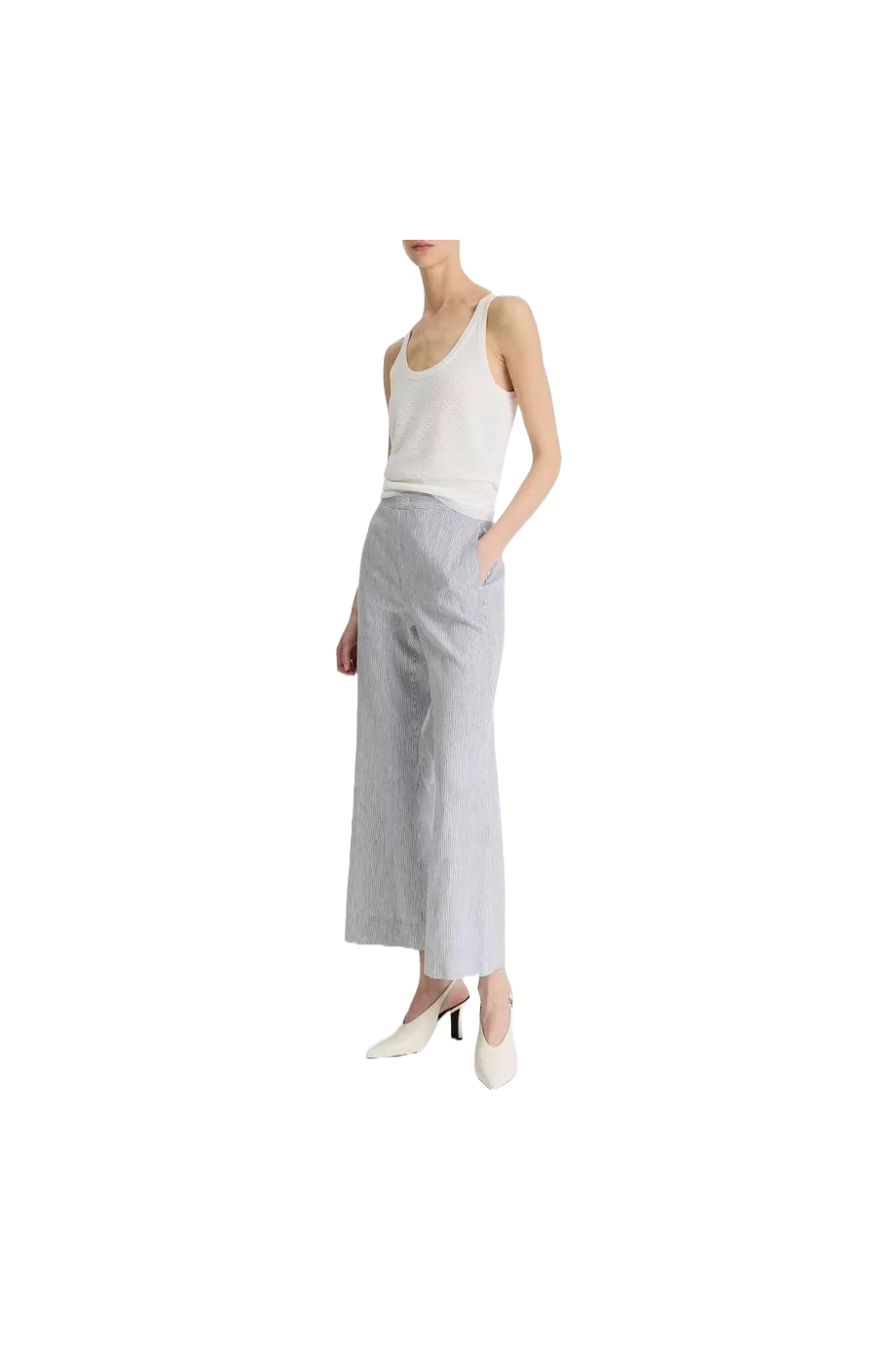 Striped linen and cotton pants