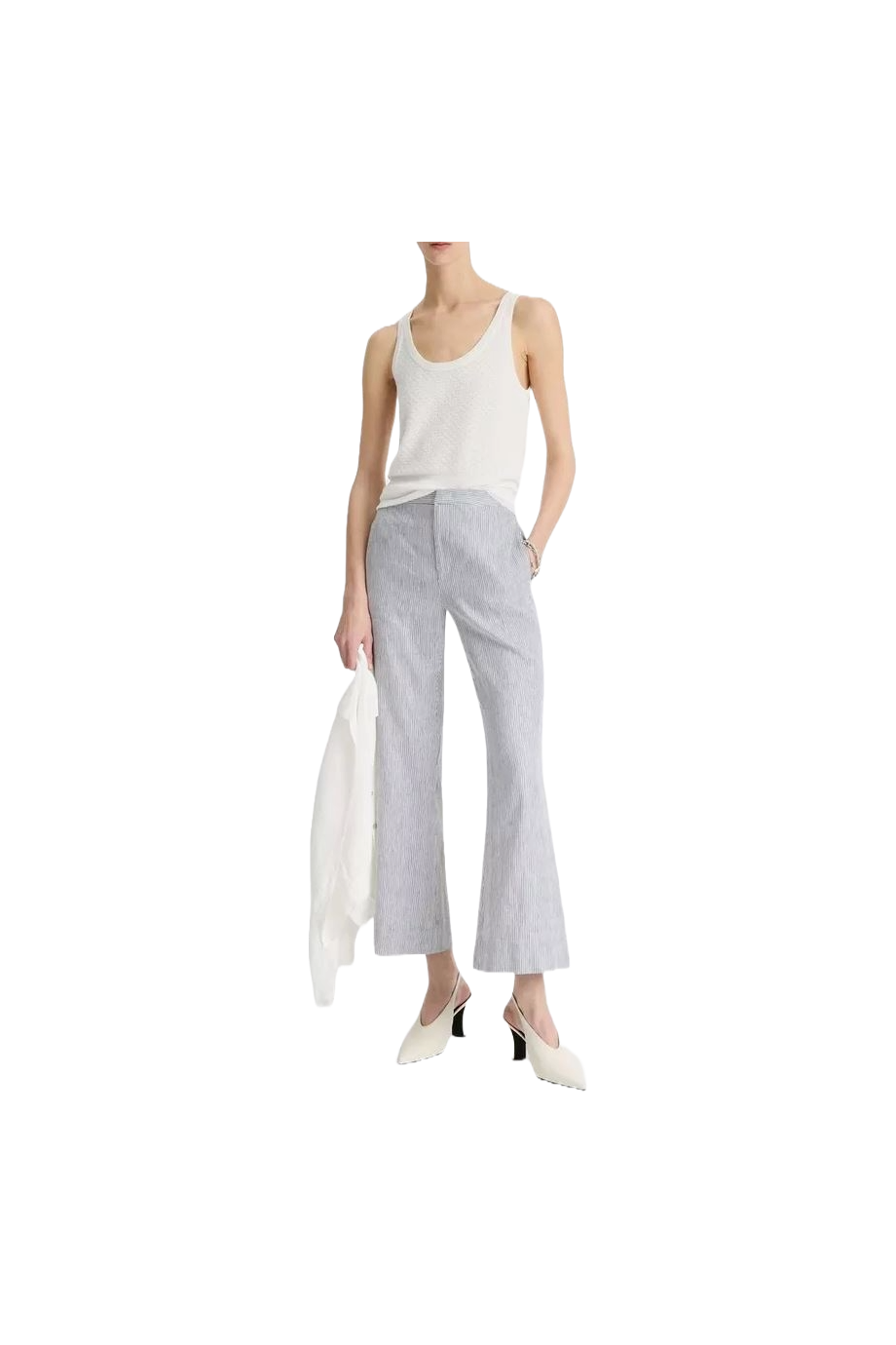 Striped linen and cotton pants