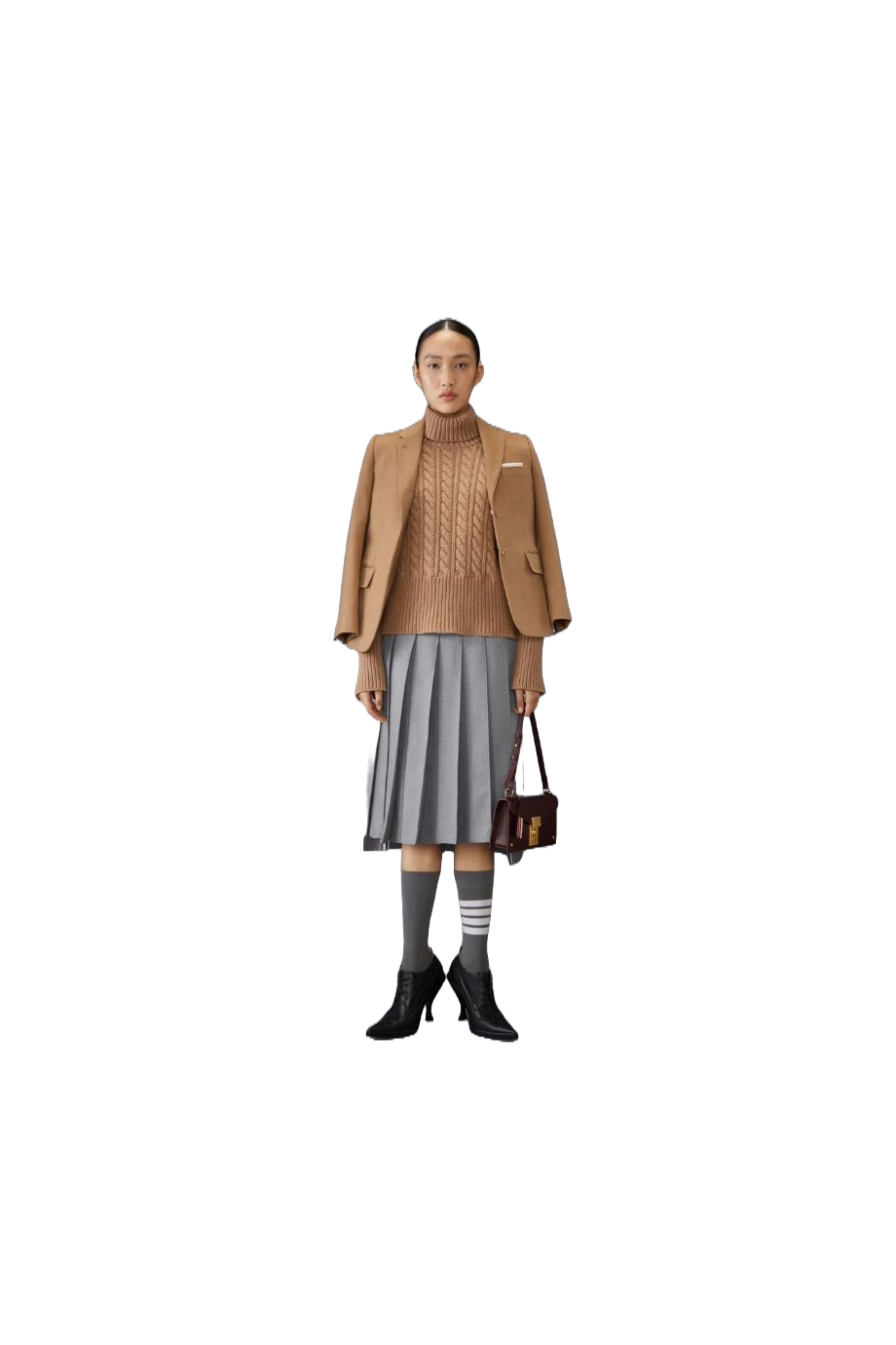 Pleated wool midi skirt