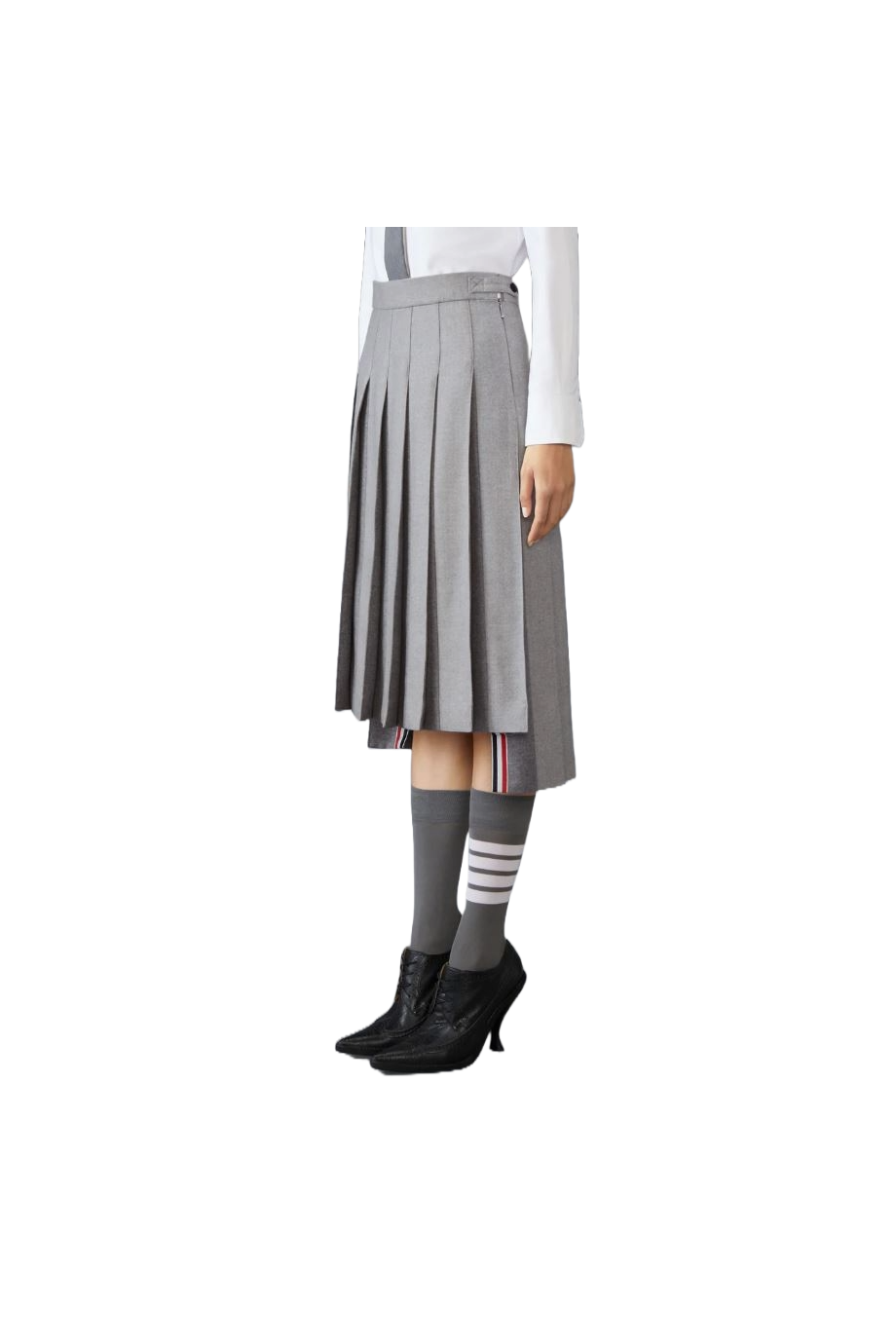 Pleated wool midi skirt